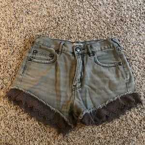 Free people black denim shorts